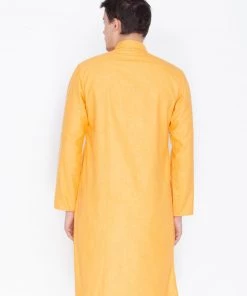 VASTRAMAY Men's Orange Cotton Blend Kurta