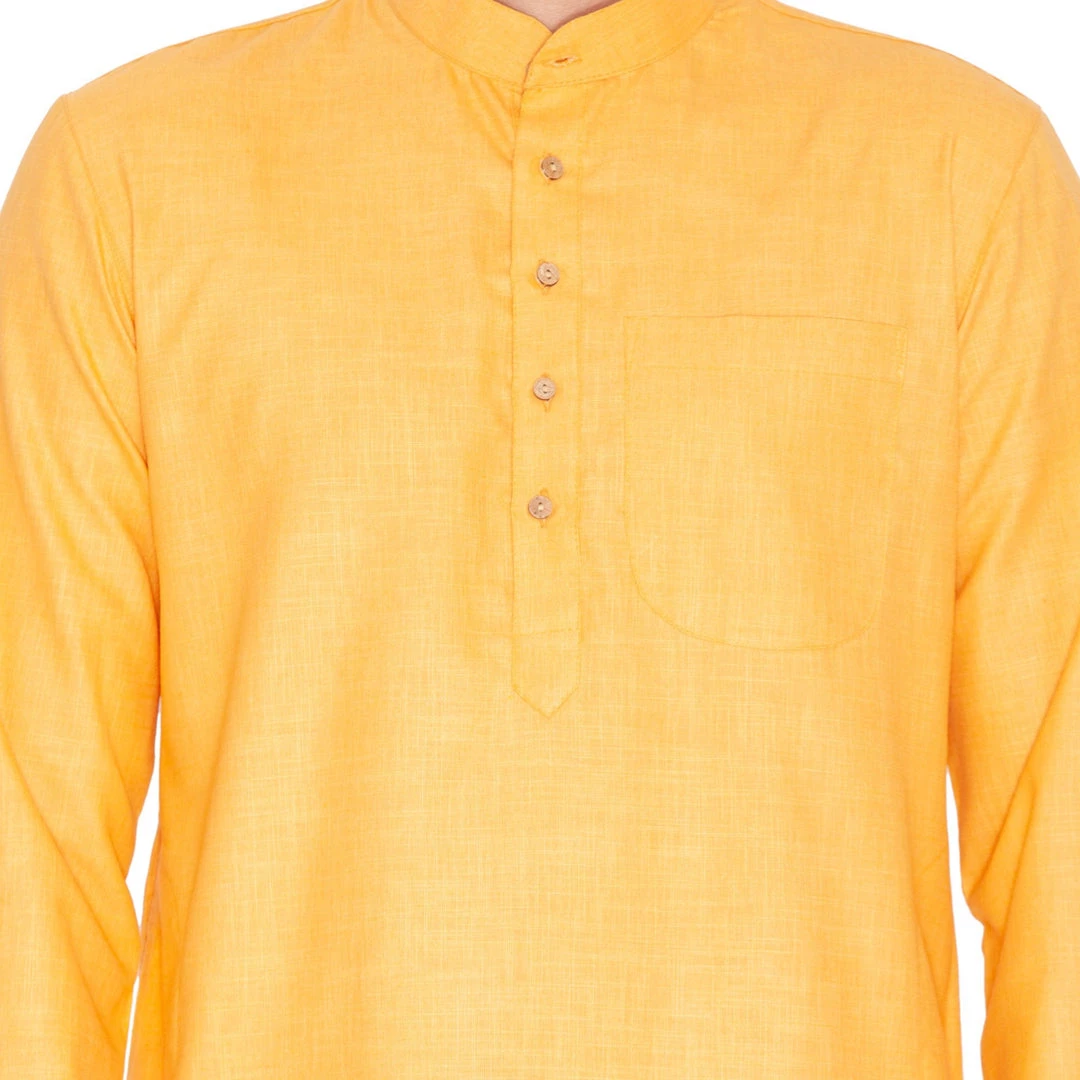 Vastramay Men's Orange Linen Kurta And Pyjama Set 5 Vastramay Men's Orange Linen Kurta And Pyjama Set