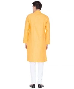 Vastramay Men's Orange Linen Kurta And Pyjama Set 11 Vastramay Men's Orange Linen Kurta And Pyjama Set