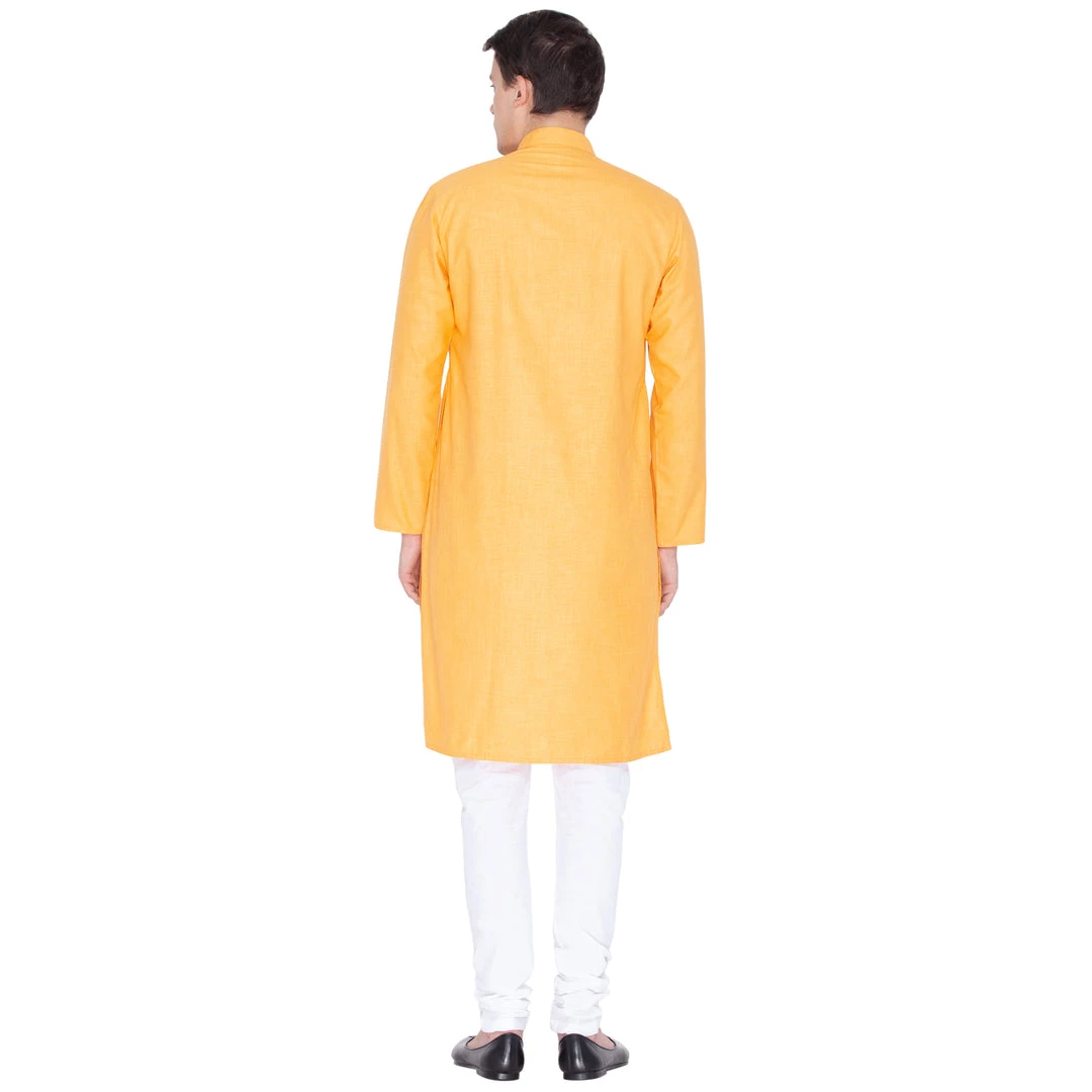 Vastramay Men's Orange Linen Kurta And Pyjama Set 6 Vastramay Men's Orange Linen Kurta And Pyjama Set