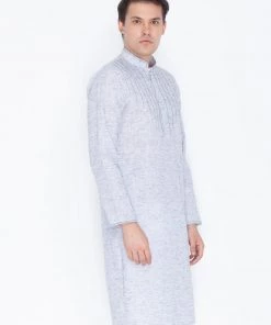 VASTRAMAY Men's Blue Linen Kurta