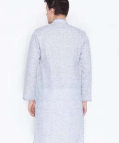 VASTRAMAY Men's Blue Linen Kurta