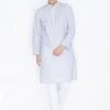 VASTRAMAY Men's Blue Linen Kurta And Pyjama Set Buy 1 Get 1