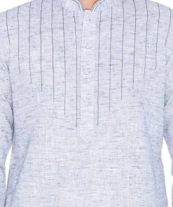 VASTRAMAY Men's Blue Linen Kurta And Pyjama Set Buy 1 Get 1