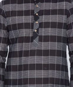 Vastramay Men's Black Cotton Kurta And Pyjama Set