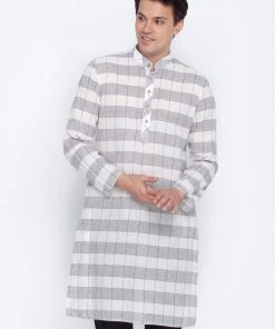 Buy 1 Get 1 VASTRAMAY Men's White Cotton Kurta