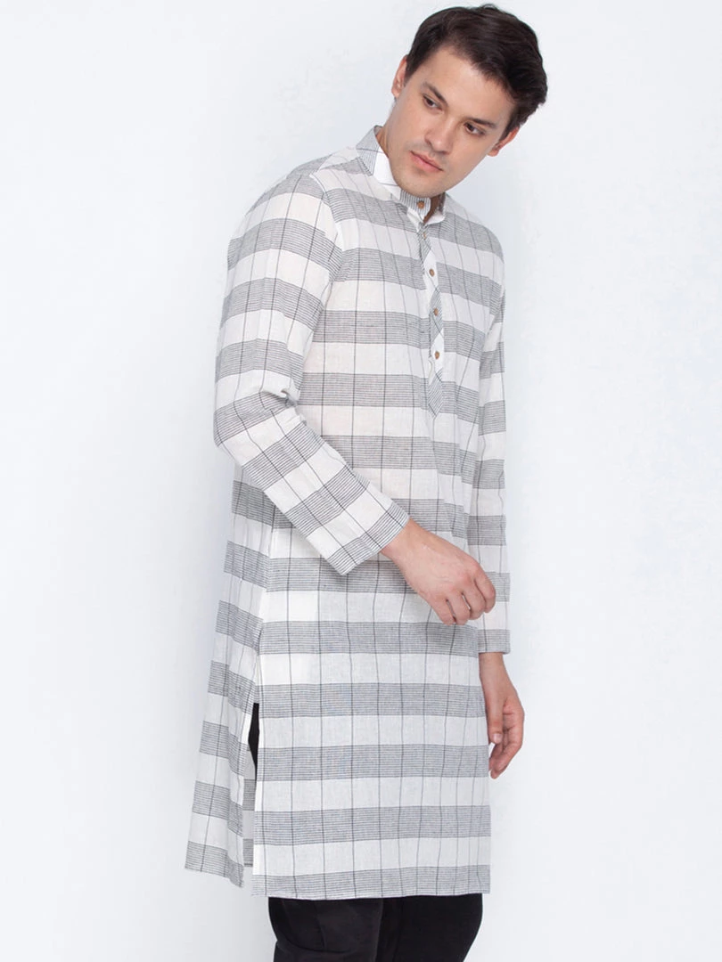 Buy 1 Get 1 VASTRAMAY Men's White Cotton Kurta 4 Buy 1 Get 1 VASTRAMAY Men's White Cotton Kurta