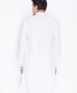 Vastramay Men's White Linen Kurta