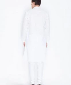 Vastramay Men's White Linen Kurta And Churidar Set Buy 1 Get 1