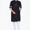 Vastramay Men's Black Cotton Kurta Pajama Set