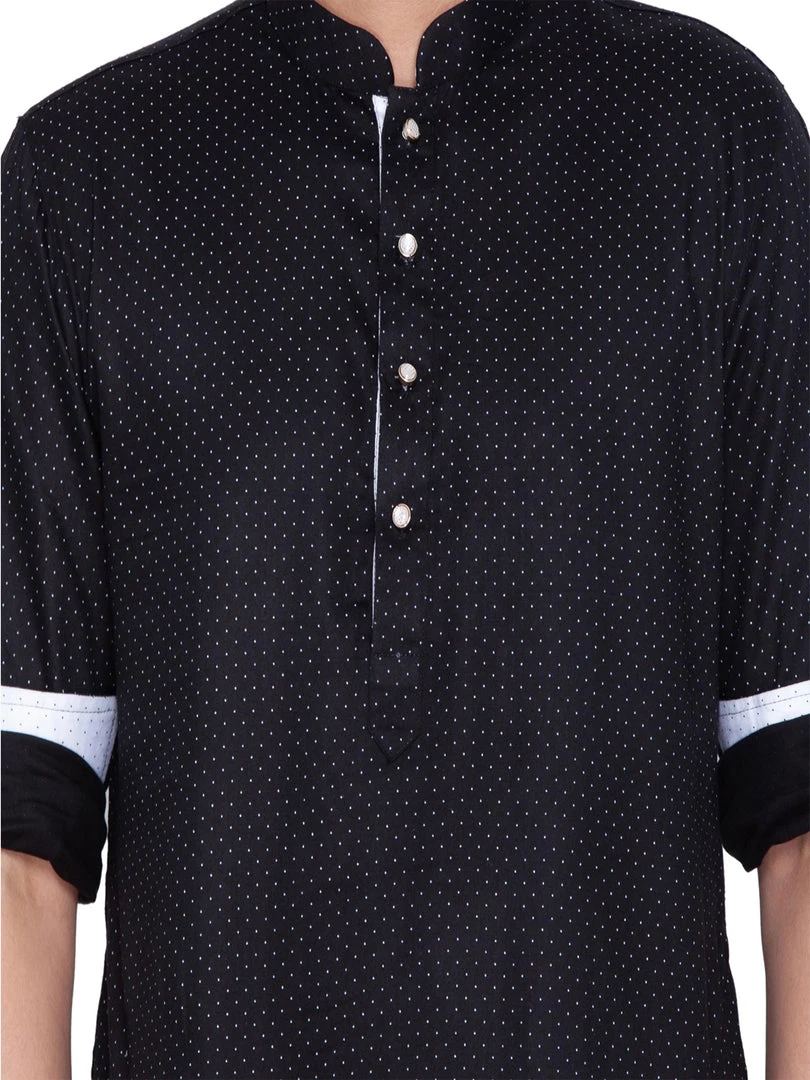 Vastramay Men's Black Cotton Kurta Pajama Set 5 Vastramay Men's Black Cotton Kurta Pajama Set