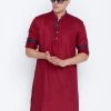 Buy 1 Get 1 VASTRAMAY Men's Maroon Cotton Kurta