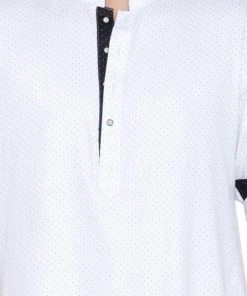 Vastramay Men's White Cotton Kurta And Pyjama Set