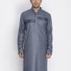 Vastramay Men's Grey Cotton Blend Kurta