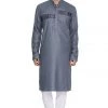 Vastramay Men's Grey Cotton Blend Kurta And Pyjama Set