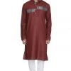 Vastramay Men's Maroon Cotton Blend Kurta And Pyjama Set