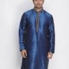 Vastramay Men's Blue Cotton Silk Blend Kurta