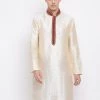 Vastramay Men's Gold Cotton Silk Blend Kurta