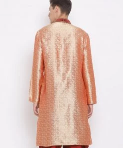 Vastramay Men's Pink Cotton Silk Blend Kurta 11 Vastramay Men's Pink Cotton Silk Blend Kurta