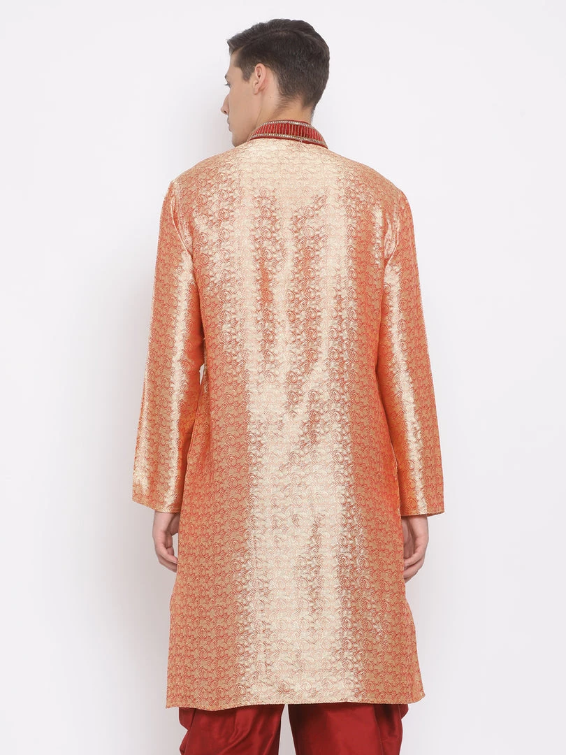 Vastramay Men's Pink Cotton Silk Blend Kurta 6 Vastramay Men's Pink Cotton Silk Blend Kurta