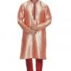 Vastramay Men's Pink Cotton Silk Blend Kurta And Pyjama Set
