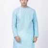 VASTRAMAY Men's Light Blue Cotton Blend Kurta