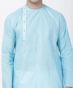 VASTRAMAY Men's Light Blue Cotton Blend Kurta 10 VASTRAMAY Men's Light Blue Cotton Blend Kurta