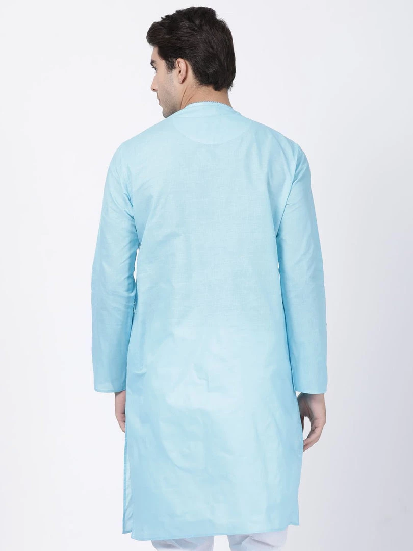 VASTRAMAY Men's Light Blue Cotton Blend Kurta 6 VASTRAMAY Men's Light Blue Cotton Blend Kurta