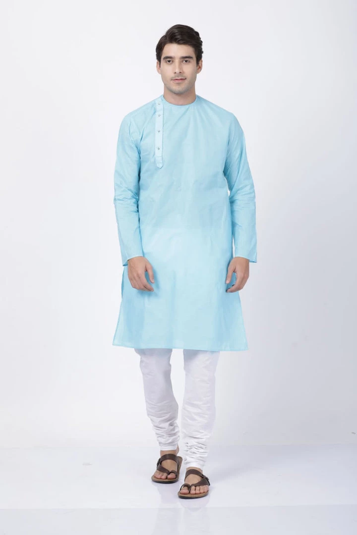 VASTRAMAY Men's Light Blue Cotton Blend Kurta 7 VASTRAMAY Men's Light Blue Cotton Blend Kurta