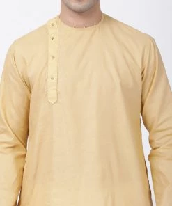 VASTRAMAY Men's Beige Cotton Blend Kurta