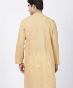 VASTRAMAY Men's Beige Cotton Blend Kurta