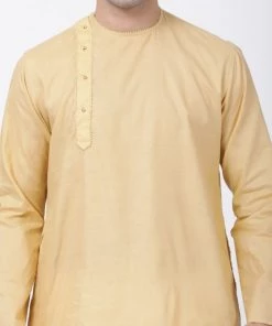 VASTRAMAY Men's Beige Cotton Blend Kurta And Pyjama Set 11 VASTRAMAY Men's Beige Cotton Blend Kurta And Pyjama Set