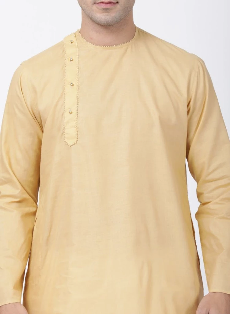 VASTRAMAY Men's Beige Cotton Blend Kurta And Pyjama Set 5 VASTRAMAY Men's Beige Cotton Blend Kurta And Pyjama Set
