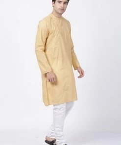 VASTRAMAY Men's Beige Cotton Blend Kurta And Pyjama Set 13 VASTRAMAY Men's Beige Cotton Blend Kurta And Pyjama Set