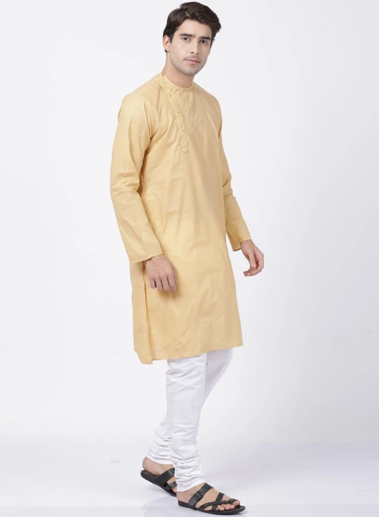 VASTRAMAY Men's Beige Cotton Blend Kurta And Pyjama Set 7 VASTRAMAY Men's Beige Cotton Blend Kurta And Pyjama Set