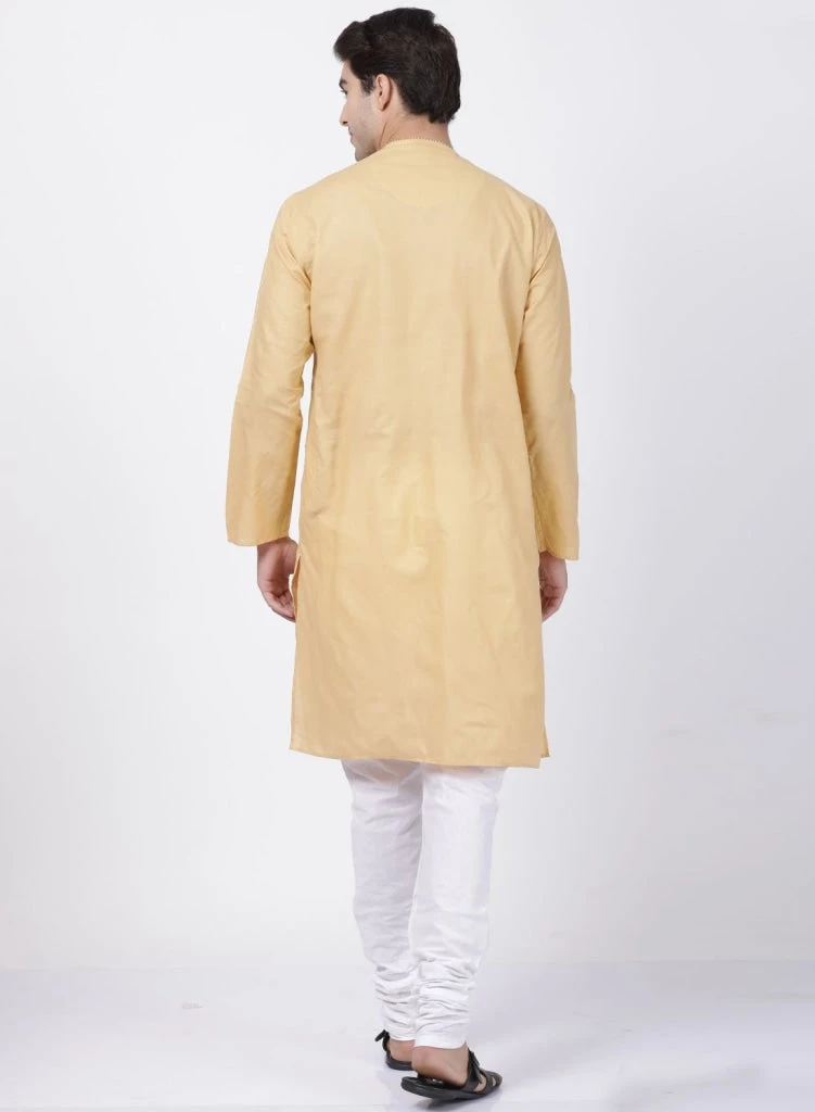VASTRAMAY Men's Beige Cotton Blend Kurta And Pyjama Set 8 VASTRAMAY Men's Beige Cotton Blend Kurta And Pyjama Set
