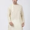 VASTRAMAY Men's Cream Cotton Blend Kurta