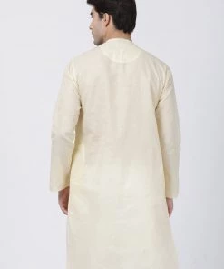 VASTRAMAY Men's Cream Cotton Blend Kurta