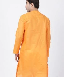 VASTRAMAY Men's Orange Cotton Blend Kurta