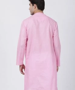 VASTRAMAY Men's Pink Cotton Blend Kurta 11 VASTRAMAY Men's Pink Cotton Blend Kurta