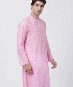 VASTRAMAY Men's Pink Cotton Blend Kurta 9 VASTRAMAY Men's Pink Cotton Blend Kurta