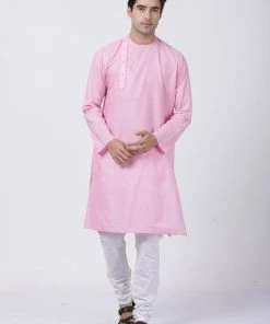 VASTRAMAY Men's Pink Cotton Blend Kurta 12 VASTRAMAY Men's Pink Cotton Blend Kurta