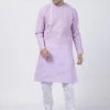 Vastramay Men's Purple Cotton Blend Kurta And Pyjama Set
