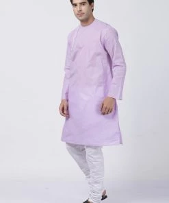 Vastramay Men's Purple Cotton Blend Kurta And Pyjama Set