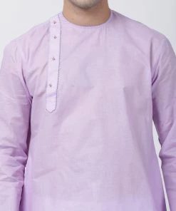Vastramay Men's Purple Cotton Blend Kurta And Pyjama Set 10 Vastramay Men's Purple Cotton Blend Kurta And Pyjama Set
