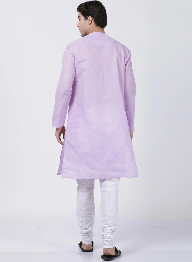 Vastramay Men's Purple Cotton Blend Kurta And Pyjama Set 6 Vastramay Men's Purple Cotton Blend Kurta And Pyjama Set