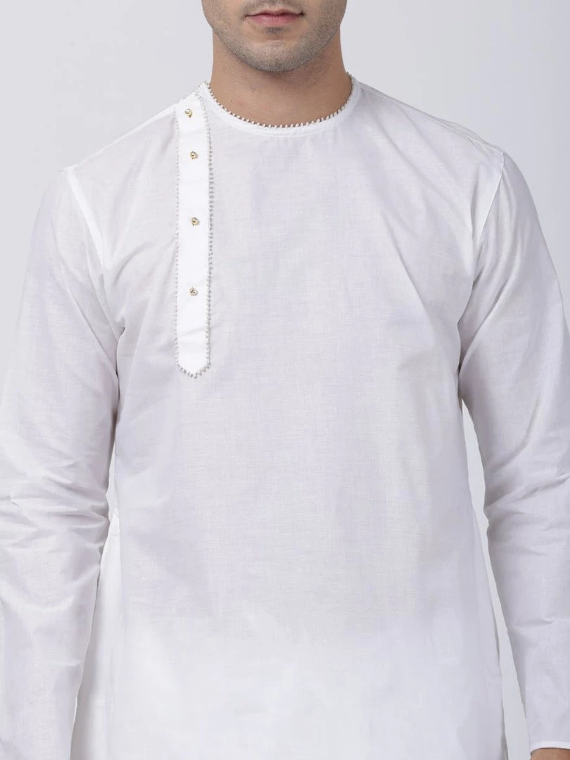 VASTRAMAY Men's White Cotton Blend Kurta 5 VASTRAMAY Men's White Cotton Blend Kurta