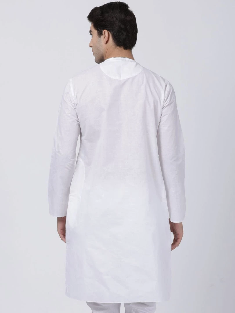 VASTRAMAY Men's White Cotton Blend Kurta 6 VASTRAMAY Men's White Cotton Blend Kurta