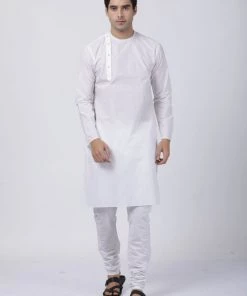 VASTRAMAY Men's White Cotton Blend Kurta 12 VASTRAMAY Men's White Cotton Blend Kurta