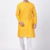 Vastramay Men's Yellow Cotton Blend Kurta And Pyjama Set Kurta Sets
